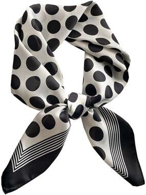 Women's Big Polka Dot Houndstooth Scarf for Hair Digital Printed Headscarf Silk